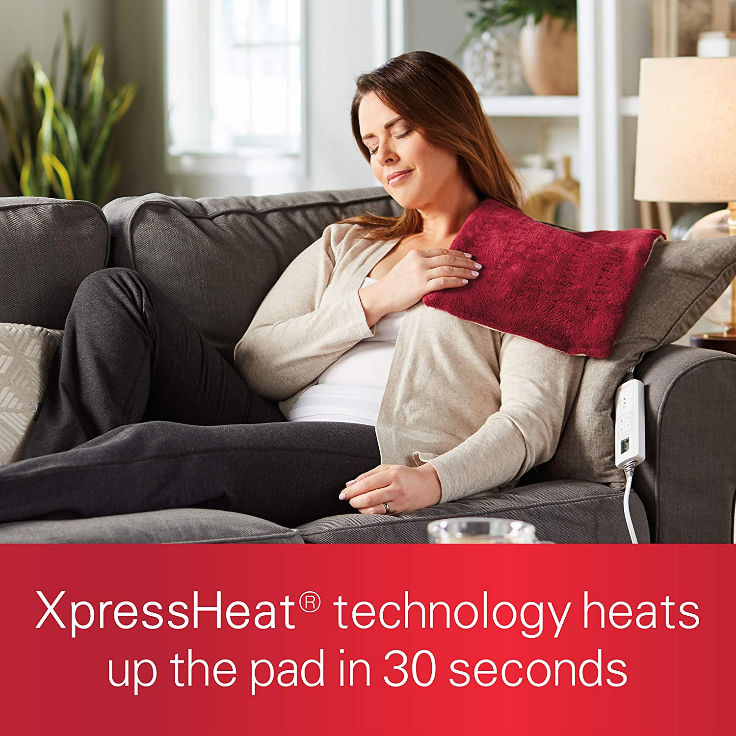 Sunbeam 002014915000 Xpressheat Heating Pad, Red, 12 x 15