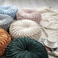 thumbnail image 2 of 15" Round Pumpkin Throw Pillow Velvet Pleated Decor Chair Sofa Cushion Floor Pad, 2 of 5