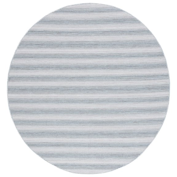 SAFAVIEH Hampton Duana Striped Indoor/Outdoor Area Rug, Aqua/Ivory, 6'5" x 6'5" Round
