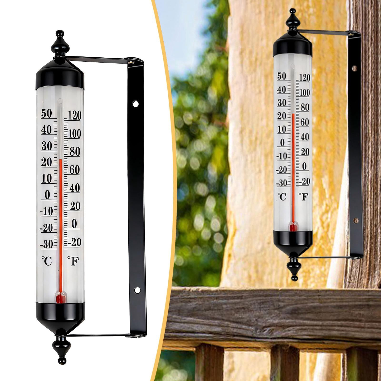 Fzaqwen Outdoor Thermometer Easy Installation Easy to Use Large Numbers Premium Reusable Rustic Temperature Gauge for Wall Greenhouse Black