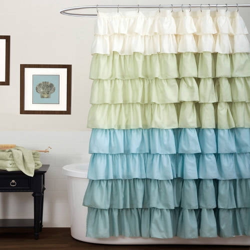 Lush Decor Ruffle Shower Curtain, Light Blue Ruffle Shower Curtains