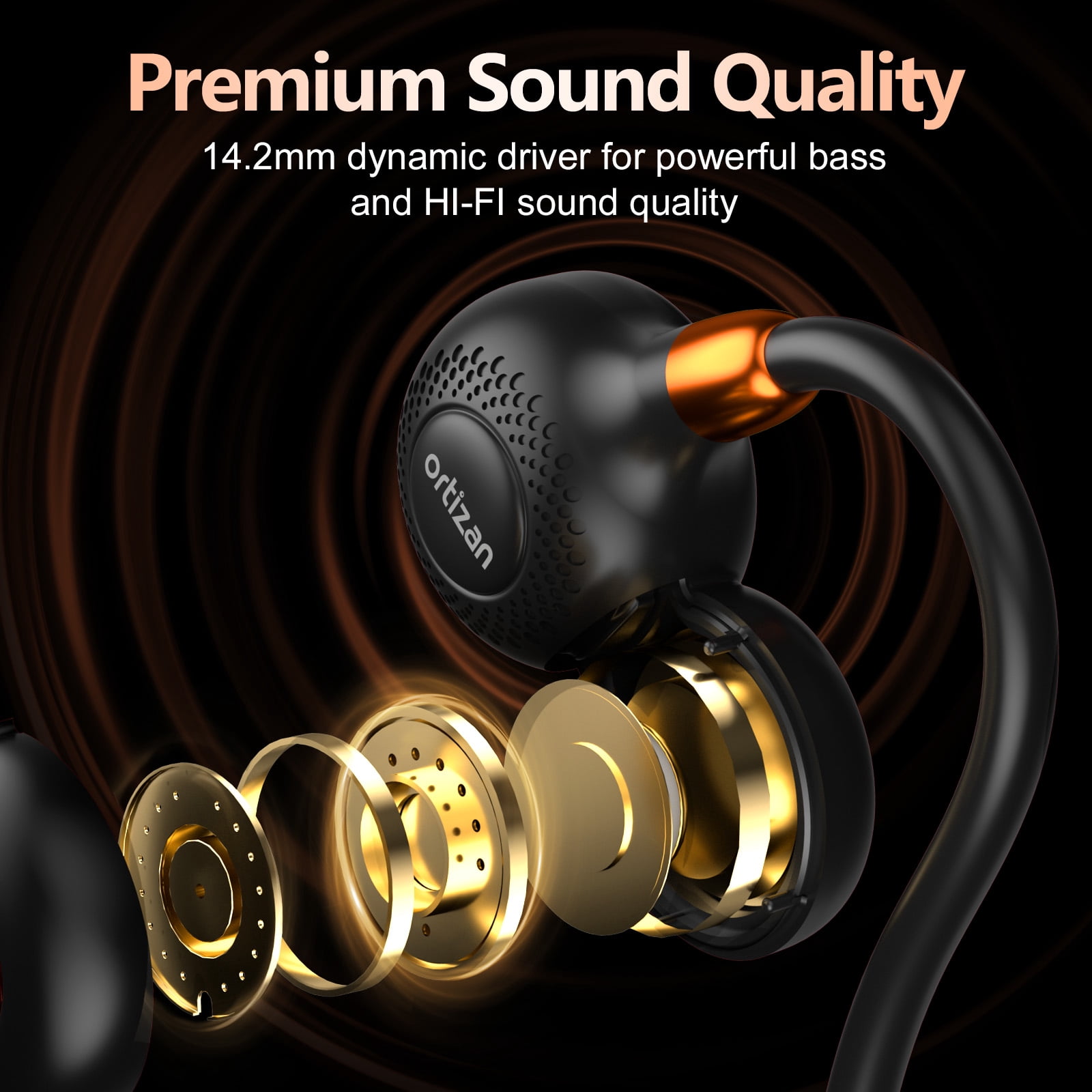 Open Ear Headphones,2026 Stereo Bluetooth 5.4 Headphones Deep Bass Ear Bud,Bluetooth Earbuds with Microphone，IPX7 Waterproof Earphone for Gym/Running/Workout