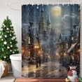 thumbnail image 4 of Christmas Snow Shower Curtains for Bathroom, Covered Night Town Street Moon Waterproof Fabric Shower Curtain for Bathroom Bathtub Decoration, Machine Washable, 72"x72", 4 of 9
