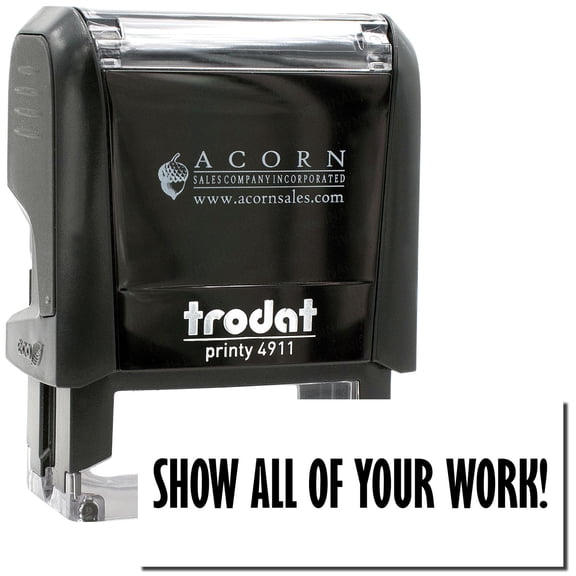 Self-Inking Show All Of Your Work Stamp, Trodat Printy 4911, Press and Print Stamping, Impression Size 5/8" x 1-1/2", Up to 10,000 Impressions - Black Ink