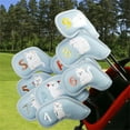 thumbnail image 6 of 9Pcs Golf Iron Head Cover Cats PatternProtective Case Golf Rod Head Protector, 6 of 20