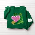 thumbnail image 5 of St. Patrick's Day Sweatshirt for Women Glitter Shamrocks Heart Graphic Crewneck Long Sleeve Loose Fit Soft Festival Apparel Holiday Party Gift, 5 of 5
