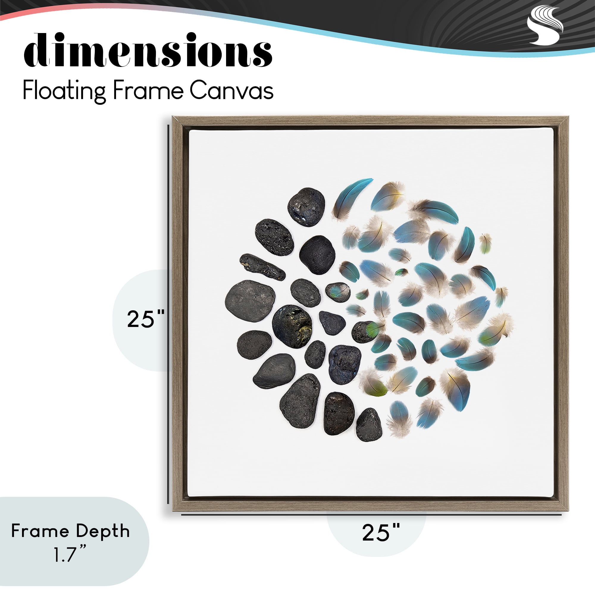 Stupell Industries Feathers & Rocks Collection Brown Framed Floater Canvas Wall Art, design by Beth Adoette