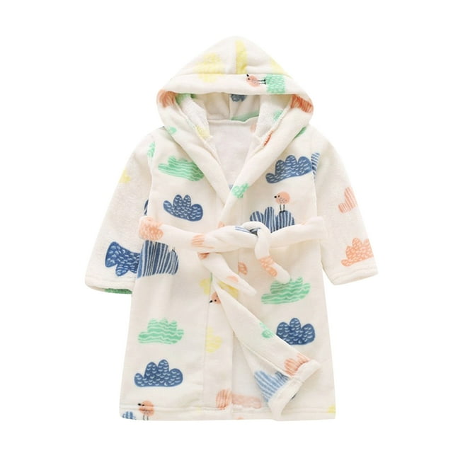 TIEVOSA Boys Girls Cartoon Bathrobes Flannel Night-Robe Sleepwear