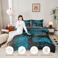 thumbnail image 4 of Manfei Ombre Grunge Queen Comforter Set, Teal Black Oil Painting Comforter Sets Queen, Black Reversible 3 Pieces, 1 Comforter and 2 Pillowcases, 4 of 6