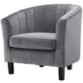 thumbnail image 3 of Tufted Armchair Accent Chair, Set of 2, Velvet, Grey Gray, Modern Contemporary Urban Design, Living Lounge Room Hotel Lobby Hospitality, 3 of 4