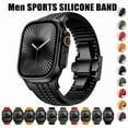 thumbnail image 2 of Men Sport Silicone Band For Apple Watch Ultra 3 Series11 10 9 8 7 6 SE Luxury Stripes Strap, 2 of 5