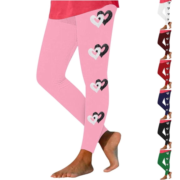 CLOISE Yoga Leggings Plus Size for Women Valentines Tights Stretchy Skinny Pants Heart Seamless High Waist Workout Bottoms