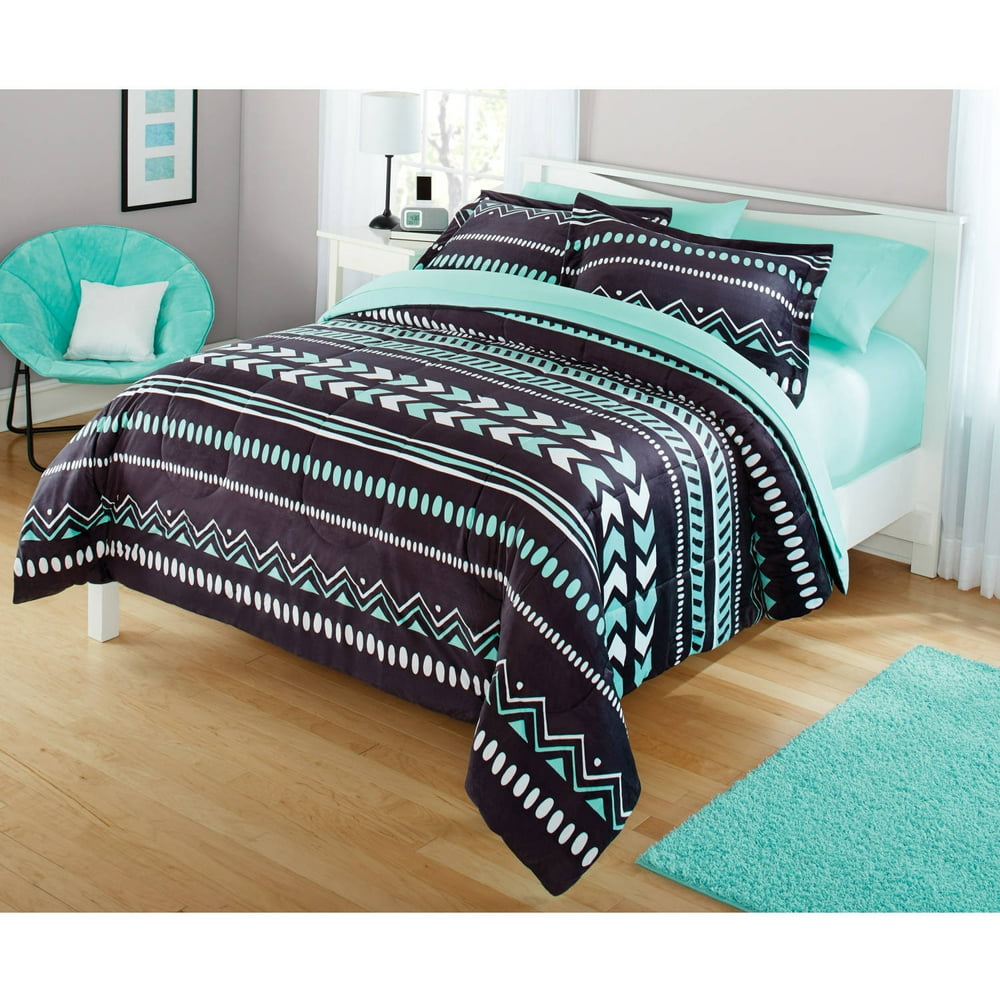 Your Zone Mint Grey Tribal Comforter Set