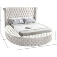 thumbnail image 3 of Meridian Furniture King Size Deep Button Tufting Modern Velvet Platform Bed with Storage, Cream, 3 of 11