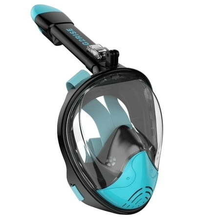 G2RISE Full Face Snorkel Mask Adults Snorkeling Set Gear with Detachable Camera Mount Swimming, Safe Breathing, Anti Fog Anti Leak (Black Green, s/m)