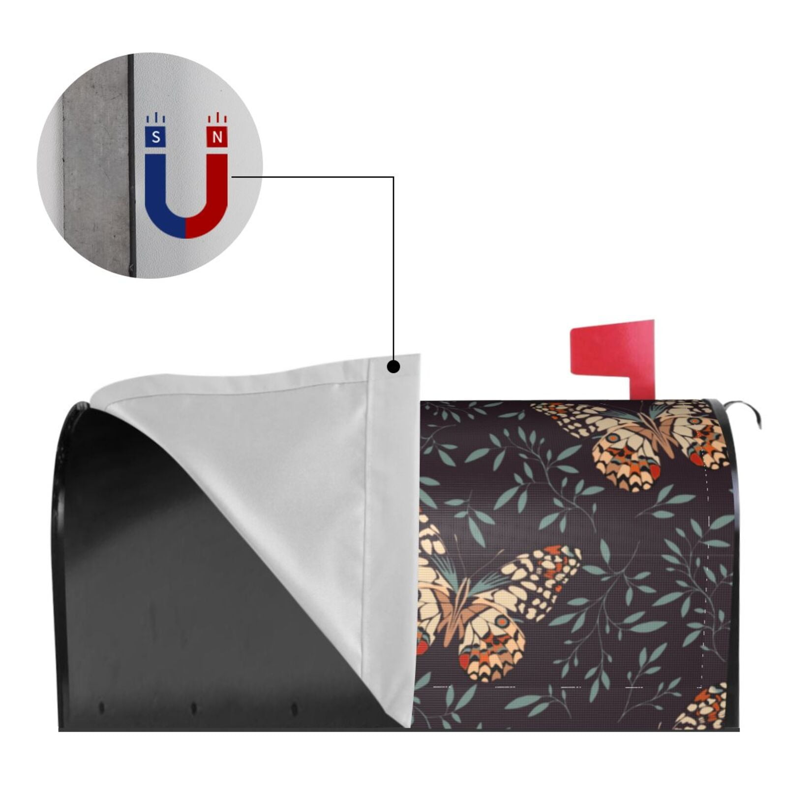 Logiee Butterfly1 Print Post Letter Box Wrap Decor, Mailbox Cover Suitable for Standard Mailbox and Large Size Mailbox,Outdoor Yard Decoration-25.5x21 in