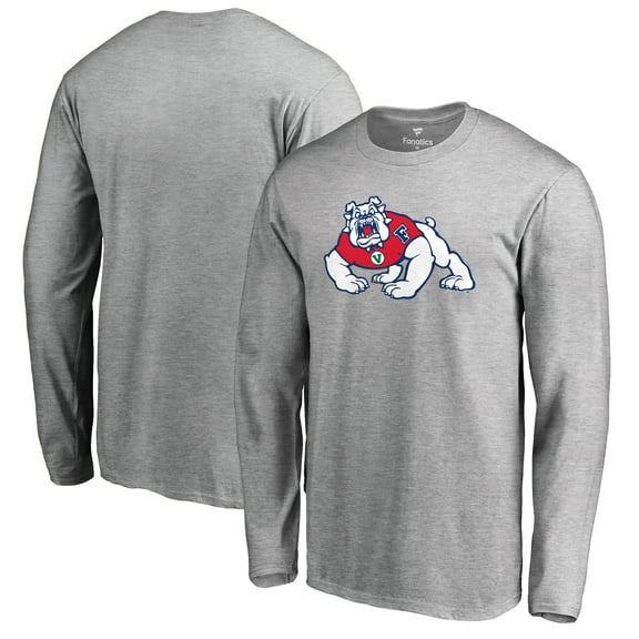 Men's Ash Fresno State Bulldogs Primary Logo Long Sleeve T-Shirt