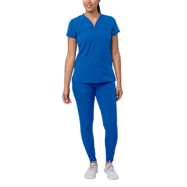 Adar Pro Movement Booster Scrub Set For Women - Sweetheart V-Neck Scrub Top & Yoga Jogger Scrub Pants