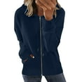thumbnail image 2 of gakvbuo Sweatshirt Jacket for Womens Long Sleeve Loose Drawstring Zipper Open Front Outerwear Blouse Coat Tops Pockets Hooded Blouse, 2 of 6