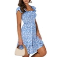 thumbnail image 3 of UVN Summer Dresses for Women Casual Sleeveless Square Neck Midi Dress Ruffle Backless Swing Flowy Tiered Dress, 3 of 8