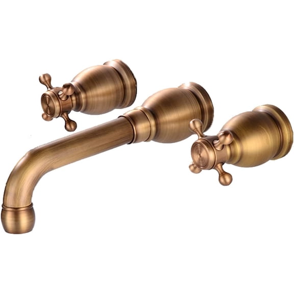 Wall Mount Sink Faucet Bathroom,Brass,Hot and Cold Sink Mixer Tap Faucet,Two Handle Wall Mounted Bathroom Sink Faucet,Black,Split