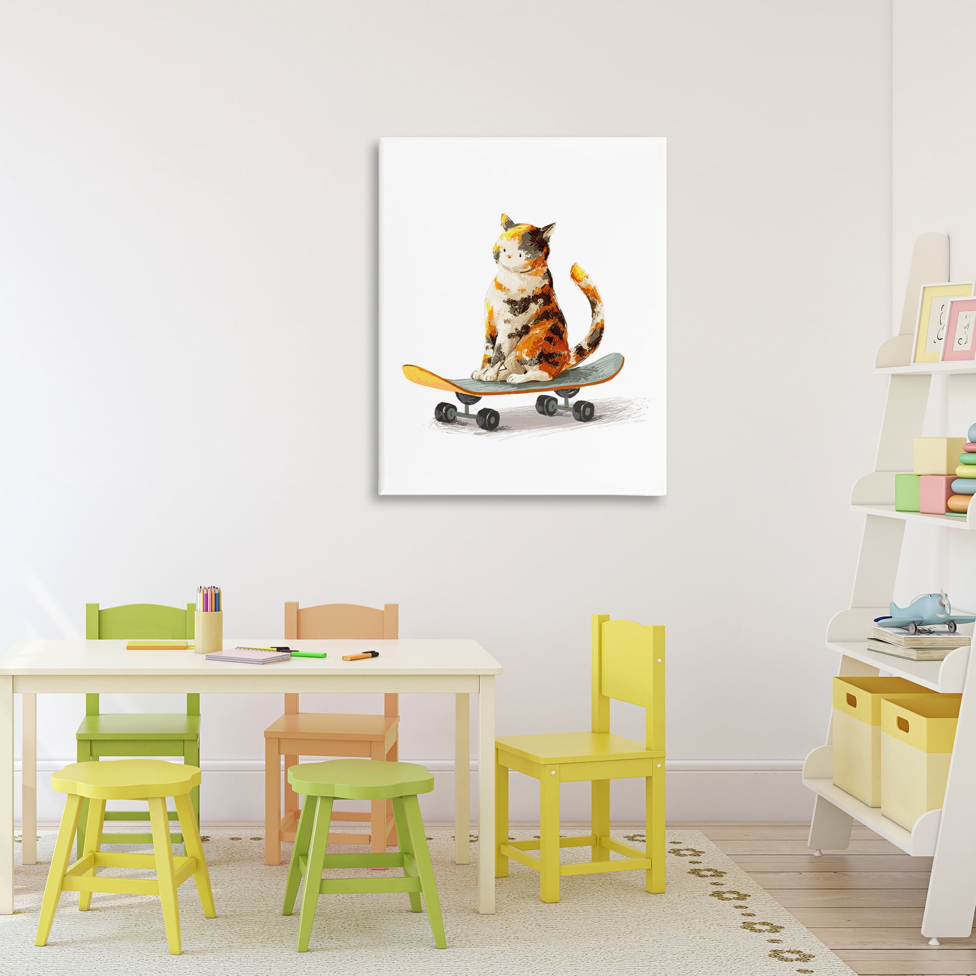 Stupell Industries Calico Cat on a Skateboard Canvas Wall Art, design by Ziwei Li