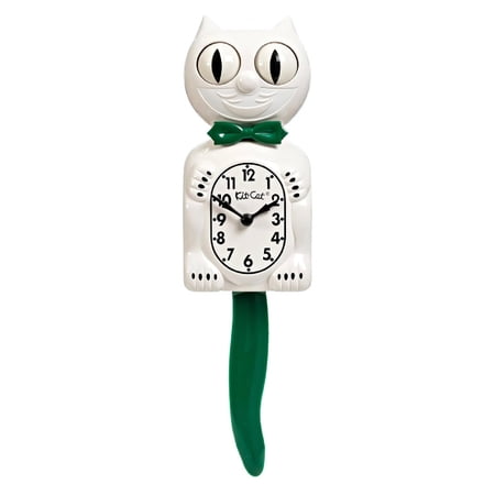 Candy Cane Kit Cat Clock 15.5 White and Green Full Size Official Kit-Cat Klock with Moving Eyes and Tail Retro Style