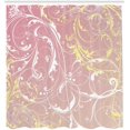 thumbnail image 2 of HTOOQ Floral Shower Curtain, Baroque Swirl Branches Curved Flower Leaves Shabby Form Nature Pattern, Cloth Fabric HTOOQ Decor Set with Hooks, 84" Long Extra, Dried Rose, 2 of 2