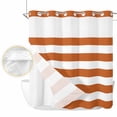 thumbnail image 2 of Orange Stripes No Hook Shower Curtain Waterproof, Bathroom Curtains with Snap in Liners and See Through Top Window, Simple Orange White Texture Hotel Style Bathtub Curtains Shower 66"Wx72"L, 2 of 8
