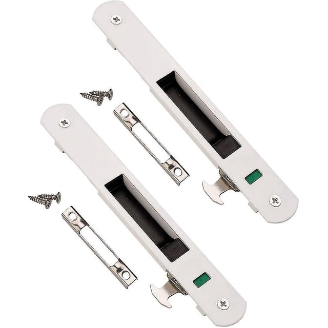 Cerradura de gancho para ventana de puerta corrediza blanca con 2 llaves