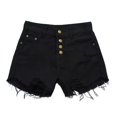 thumbnail image 4 of FUNUONY Jean Shorts Womens Womens Jean Shorts Baggy Jeans for Woman Denim Shorts Women Summer 2025 Trendy Women's Ripped Pocket Jeans with Rolled Edge Casual Shorts Black L, 4 of 5