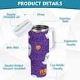 thumbnail image 2 of Yayeee 40oz Stainless Steel Tumbler with Straw and Handle Double-Wall Insulated Travel Water Bottle, Halloween Purple Ghosts, 2 of 8