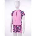 thumbnail image 3 of MSemis Kids Girls Athletic Swimsuit Two Piece Short Sleeve Rash Guard Swimwear Set Pink Floral 6, 3 of 6