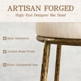 thumbnail image 3 of Morden Fort Hand-Hammered Metal Backless Counter Height Bar Stools Set of 2, Upholstered Cushion Bar Chairs, Compact Stools Set for Kitchen Island, Adjustable Footrests, Gold, 3 of 9