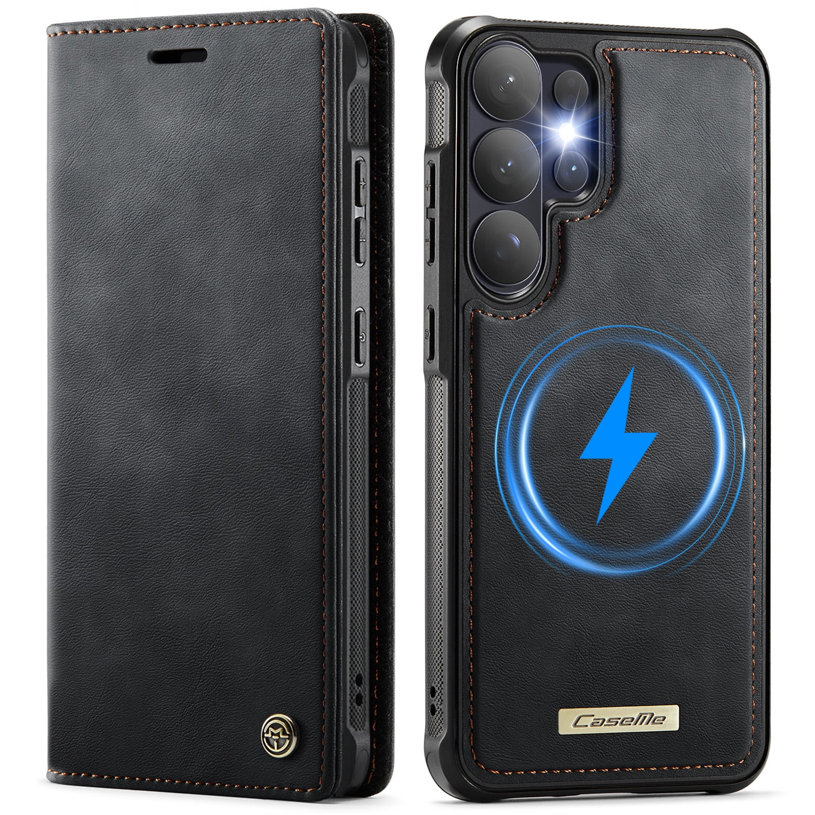 New Phone Case For Samsung Galaxy S26 Ultra, Business Leather Shockproof Flip Stand RFID Card Slots 2-in-1 Detachable Magnetic Wallet Case Cover,Black