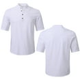 thumbnail image 5 of Tyhengta Men's Cotton Henley Shirt Band Collar Short Sleeve Shirt Casual Summer Lightweight Breathable Shirt White L, 5 of 8