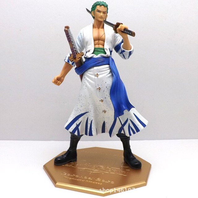 Nueva colección figura de acción Roronoa Zoro modelo de montaje PVC niños juguetes ropa blanca regalo zhangyuxiang LED