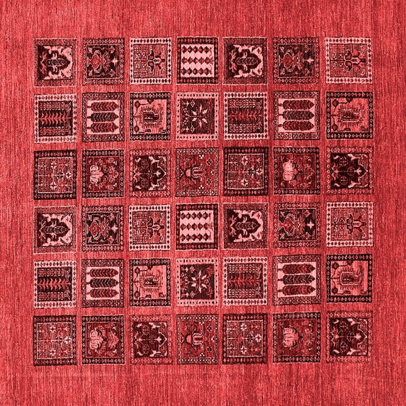 Ahgly Company Indoor Square Abstract Red Modern Area Rugs, 6' Square