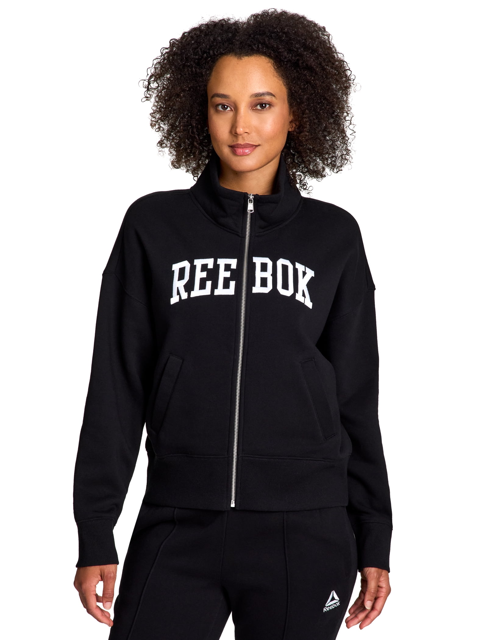Reebok Women's Squad Zip Up Mock Neck Sweatshirt, Sizes XS