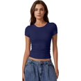 thumbnail image 3 of Camiseta QINSEN Slim Fit de manga corta para mujer Estate Blue, 3 of 6