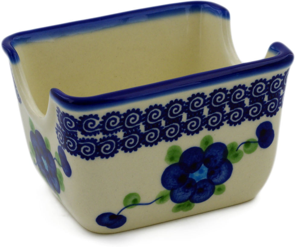 Polish Pottery Sugar Packet Holder 3-inch Spring Flowers 
