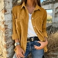 thumbnail image 6 of AherBiu Corduroy Shacket for Women Button down Shirt Lapel Collared Open Front Vintage Long Sleeve Tops with Pocket(X-Large,Yellow), 6 of 7
