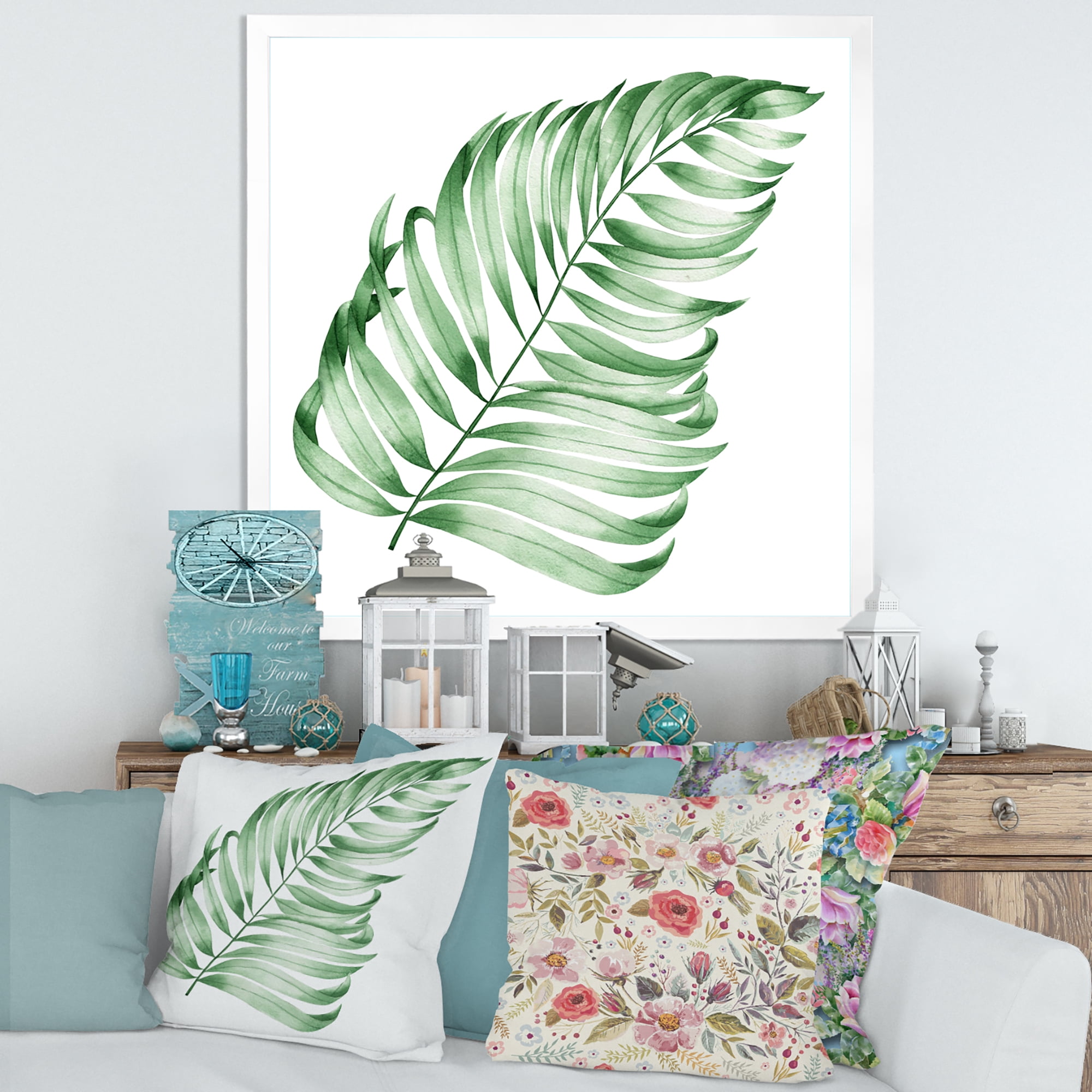 Designart 'Close Up Of Tropical Leaf Of Monstera II' Farmhouse Framed Art Print