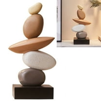 Modern Resin Stacked Stones Sculpture - Abstract Balanced Rock Art for Various Room Types, Decorative Tabletop Accent