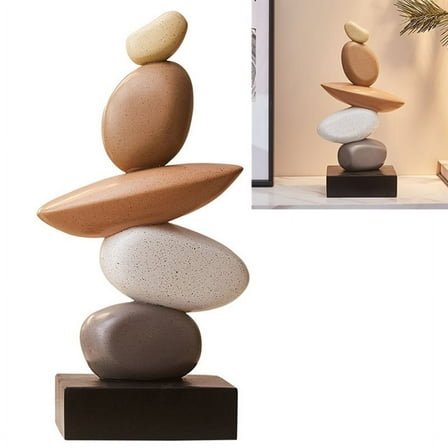 Modern Resin Stacked Stones Sculpture - Abstract Balanced Rock Art for Various Room Types, Decorative Tabletop Accent Resin
