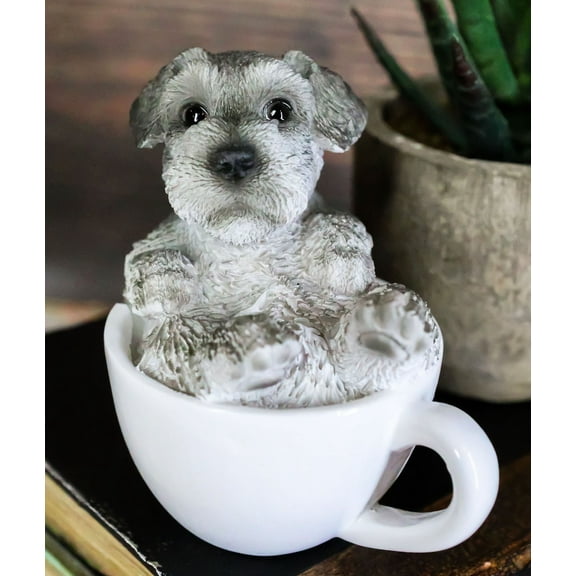 Realistic Mini Adorable Schnauzer Teacup Statue 3"H Pet Pal Dog Breed Figurine