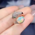 thumbnail image 1 of Anillo de ópalo de fuego de plata de ley 925 sólida Natural auténtica para mujer, anillos de piedras preciosas de Color, joyería fina de 7*9mm TUNC Sencillez, 1 of 5