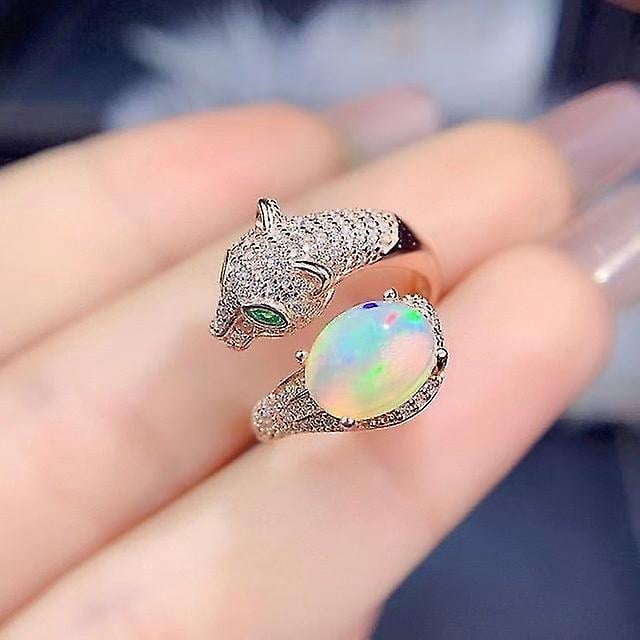 Anillo de ópalo de fuego de plata de ley 925 sólida Natural auténtica para mujer, anillos de piedras preciosas de Color, joyería fina de 7*9mm TUNC Sencillez