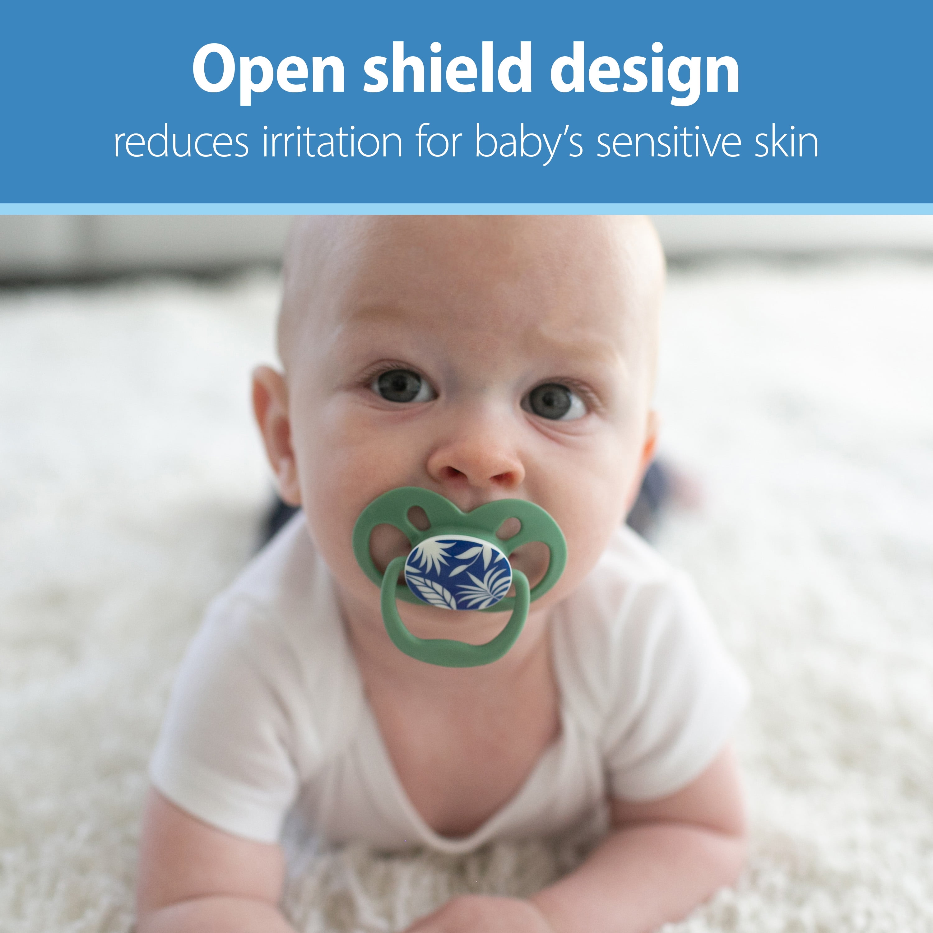 Dr. Brown's Advantage Baby Pacifier, Fully Symmetrical, Silicone Bulb, 6-18m, BPA Free, Squirrel/Glow, 4 Pack