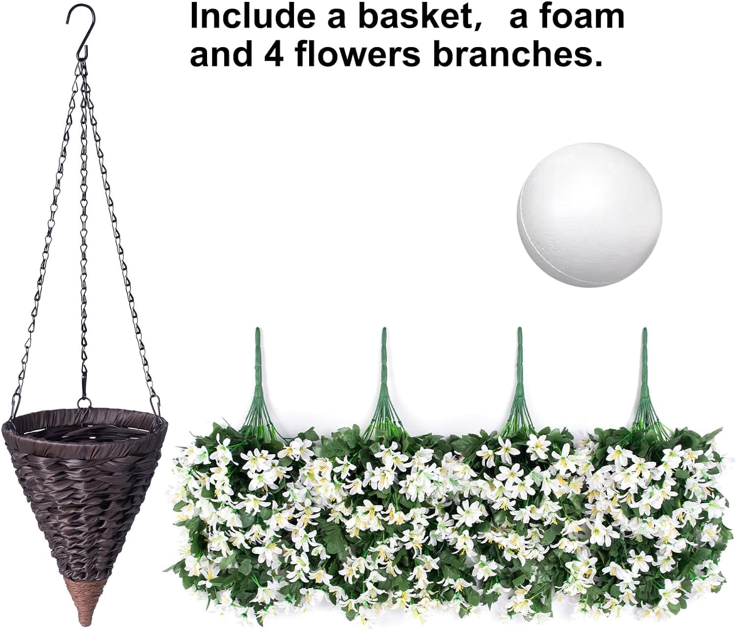 Artificial Fake Hanging Plants Flowers Basket for Outdoor Outside Decoration, Faux Silk Realistic UV Resistant Red Long Vines Planter for Porch Patio Balcony Yard Home Spring Summer
